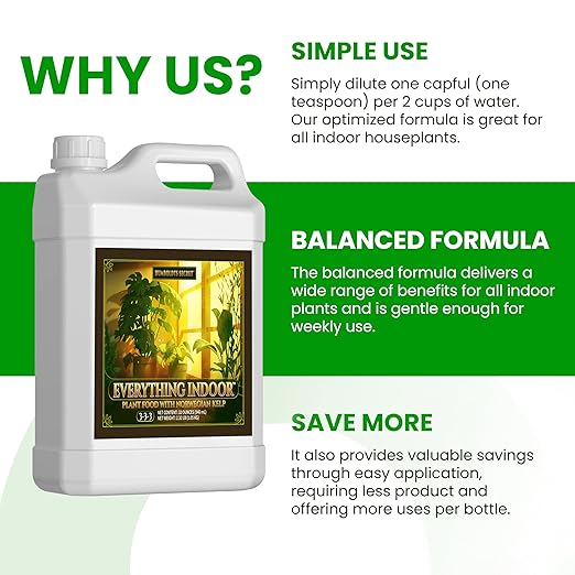 Humboldts Secret Everything Indoor Plant Food | 3-3-3 All Purpose Liquid Fertilizer with Norwegian Kelp | Supports Growth and Strong Roots | Nutrients for Houseplants &amp Indoor Plants | 32 Ounce