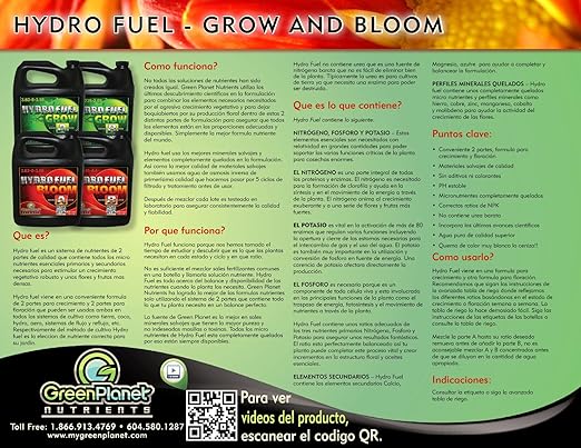Green Planet Nutrients - HYDRO FUEL Bloei A &amp B Maximum BLOOM (4 Liters Bloei A + 4 Liters Bloei B)