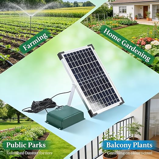 Solar Automatic Drip Irrigation Kit 18V 10W Polycrystalline Silicon System Indoor Outdoor Gardening - Auto Watering Smart Sensor Alert Balcony Garden Use