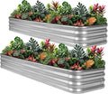 1MORE Raised Garden Bed -8X2X1 Galvanized Planter Box for Outdoor Gardening5 in 1 Modular Raised Bed Kit with Protective Tape Gloves for HerbIdeal for Vegetables and Plants.Sliver-2pack