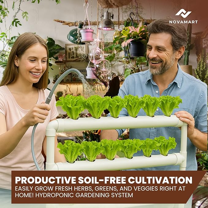 Hydroponic Plant Growing System – 36-Site PVC Indoor Garden Tower with AU/US Plug | Soil-Free Vertical Hydro Grow Kit with Planting Baskets Sponges &amp Irrigation Tube | White