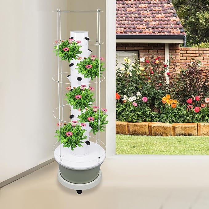 Hydroponic Growing Tower System 9-Tier 36 Holes Vertical Garden Tower Indoor with Water Pump &amp Timer Indoor Outdoor Hydroponics System for Lettuce Strawberries Herbs Vegetables Home Gardenin