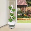 Hydroponic Growing Tower with Climbing Trellis 30L Water Tank &amp Automatic Timer Indoor Outdoor Vertical Garden System for Vegetables Herbs Strawberries (Light Green - 36 Holes)
