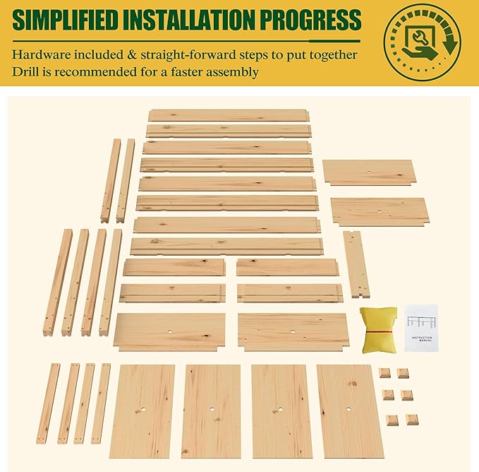 BlueWish 72''L x 23''W x 30''H Outdoor Cedar Garden Bed Raised Garden Bed with 8 Drainage Holes &amp 6 Legs Elevated Planter Boxes for Gardening Vegetable Flower 661lbs Capacity Natural
