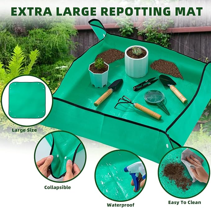18-Piece Gardening Kit with Bonsai Tools Succulent &amp Herb Planting Set Pruning Shears Seed Trays Waterproof Mat – Durable BPA-Free Indoor &amp Outdoor Garden Tool Set Gift