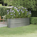 ZEYUAN Garden Raised Bed Planter Raised Beds Raised Planter Box Planters for Outdoor Plants Garden Beds Powder-Coated Steel 88.2x31.5x26.8 Silver