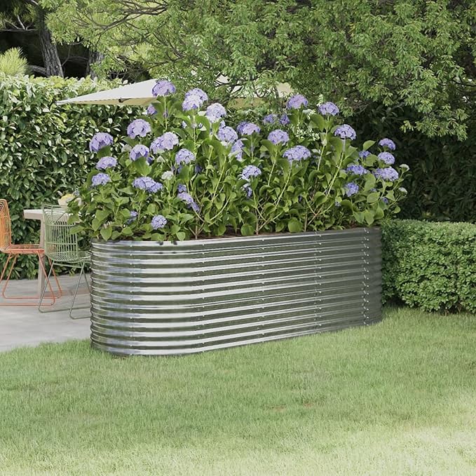 REWIS Garden Raised Bed Planter Raised Beds Raised Planter Box Planters for Outdoor Plants Garden Beds Powder-Coated Steel 88.2x31.5x26.8 Silver