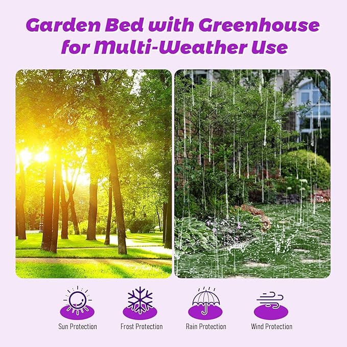 3-in-1 Raised Garden Bed with Greenhouse (72.8×37.4×36) Outdoor/Indoor Mini Greenhouse for Plants Raised Garden Beds Outdoor for Vegetables Flowers Herb Garden Planter