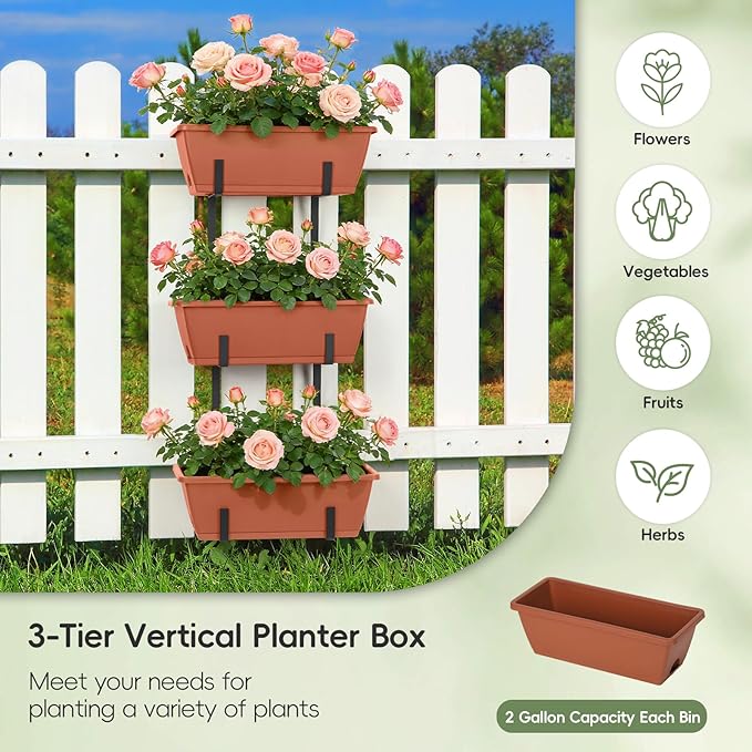 OYEAL Railing Planter Box Raised Garden Bed