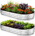 TATAANTY Galvanized Raised Garden Bed Kit Rust-Resistant Planter Garden Boxes Outdoor Oval Large Metal Raised Garden Beds for Vegetables Easy to Set Up - 4x2x1ft (2 Pack)