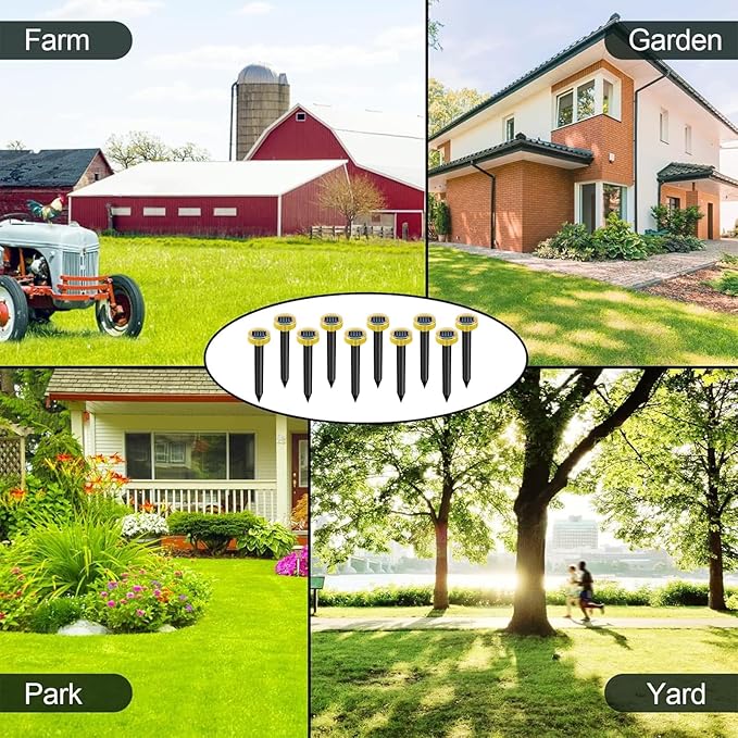 10 Pack Solar Powered Snake Repellent for Yard Ultrasonic Mole Repellent Gopher Repeller Sonic Mole Deterrent Spikes Snake Gopher Mole Vole Repellent Outdoor for Lawn Garden &amp Yard