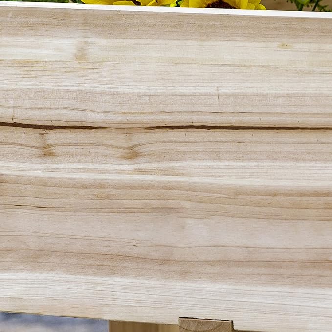 Raised Garden Bed with 3 Planter Boxes Two-Tier Elevated Wooden Plant Stand with Drainage Holes for Vegetables Herbs and Flowers Natural Wood
