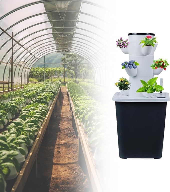 Hydroponics Growing System 30-Plant Kit: Indoor Vertical Farming Tower Home Gardening Essentials Aeroponic Tower for Herbs Fruits Vegetable(15holes)