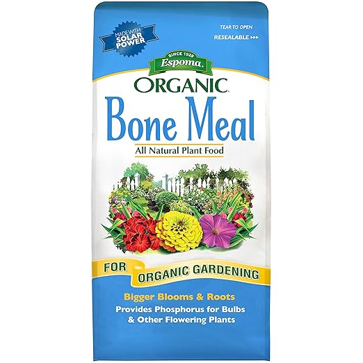Espoma Organic Bone Meal Fertilizer 4-12-0. All-Natural Plant Food Source of Nitrogen and Phosphorus for Organic Gardening. for Bulbs &amp Other Flowering Plants. 8 lb. Bag. Pack of 1