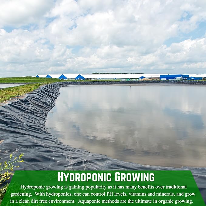 Farm Plastic Supply Dura-Smooth Hydroponics Plastic Liner 20 mil Black/White - Hydroponic Growing Kit Hydroponic Liner Hydroponics Hydroponic Growing Pond Liner Durasmooth (6' x 10')