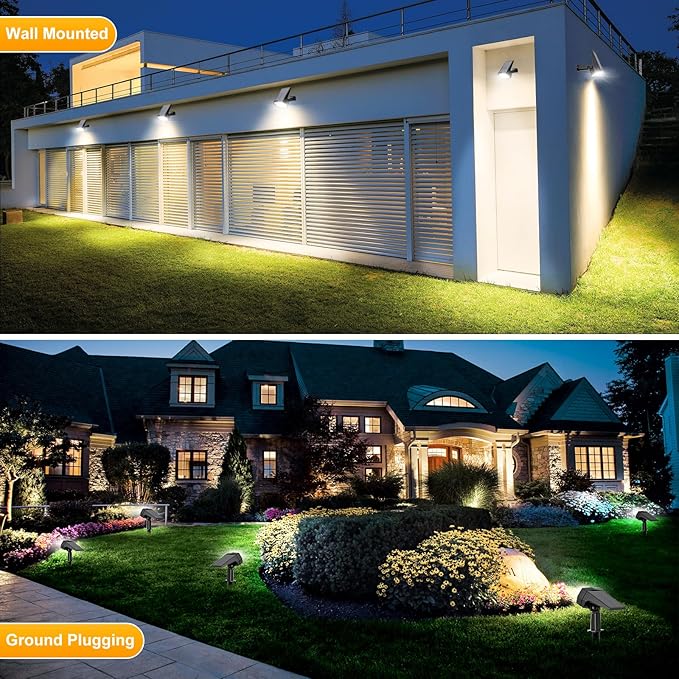 Fabrito 72 LEDs Solar Spot Lights Outdoor Waterproof 3 Modes Landscape Spotlights Dusk to Dawn Solar Powered Flood Wall Lights for Outside Solar Garden Lights for Yard Porch 10 Pack (Cool White)