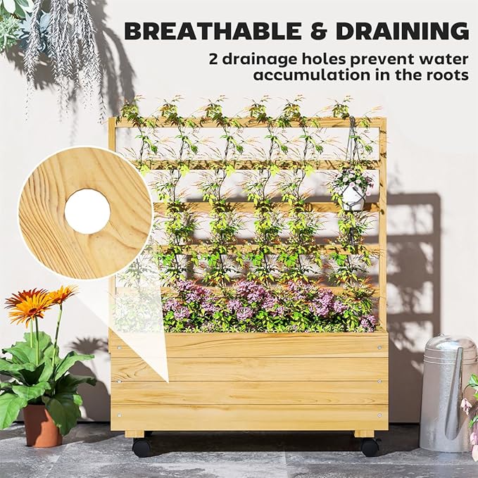 Raised Garden Planter Outdoor Garden Raised Bed Vegetable Flower Planter Raised Stand for Garden Grow Your Own Herb GardenRaised Garden Bed Outdoor Planter Box &amp Plant Stand with Climbing Rack