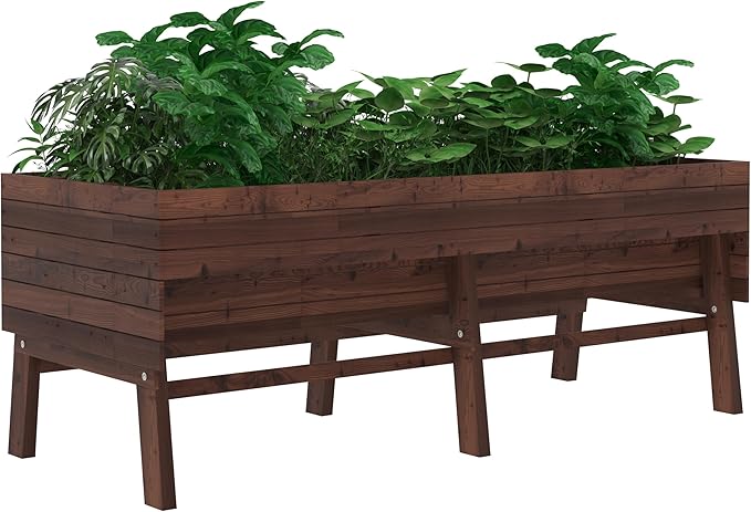 6x3x2FT Raised Garden Bed for Vegetable and Flower with Legs Large Outdoor Elevated Wood Planted Box with Liner Backyard and Patio Rustic Brown