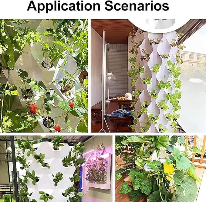 Hydroponic Tower Growing System Garden Hydroponic Growing System Vertical Tower Hydroponics Growing System for Vegetables Aeroponic Tower with Hydrating Pump Seeding Bed &amp Net PotsWhite-80Pot