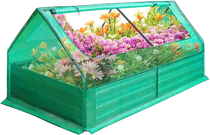 3-in-1 Raised Garden Bed with Greenhouse (72.8×37.4×36 with Cover 71×35.4×12 Bed Alone) Outdoor/Indoor Mini Greenhouse Raised Garden Beds Outdoor for Vegetables Flowers Herb