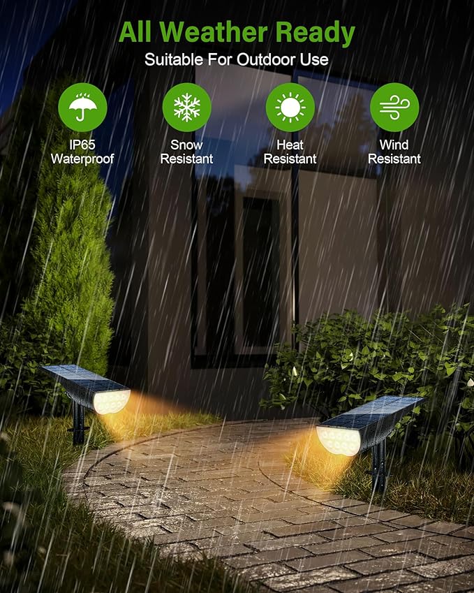Solar Spot Lights Outdoor Solar Lights Outdoor Waterproof IP65 3 Brightness Modes Dusk to Dawn Landscape Spotlights for Yard Garden Pathway Tree Decoration Warm White 5 Pack