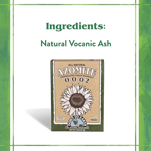 Down To Earth All Natural Fertilizers Organic Azomite Granulated Trace Minerals - Essential Minerals for Improving Plant Growth 0-0-0.2 5lb (2 Pack)