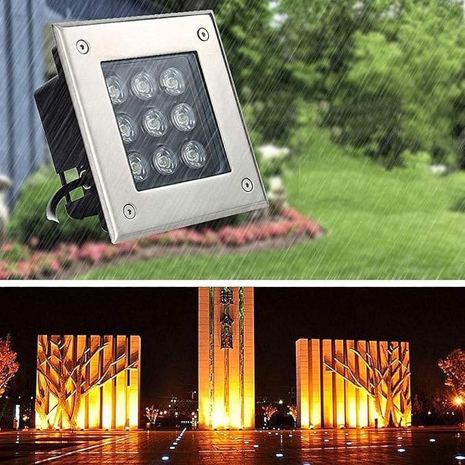 Square Outdoor Buried Lights - Recessed LED Landscape Lights 12V Garden LED Spot Lights IP67 Waterproof Stainless Steel LED Spotlight for Terrace Garden Garage Paths Illuminate(Green3w)