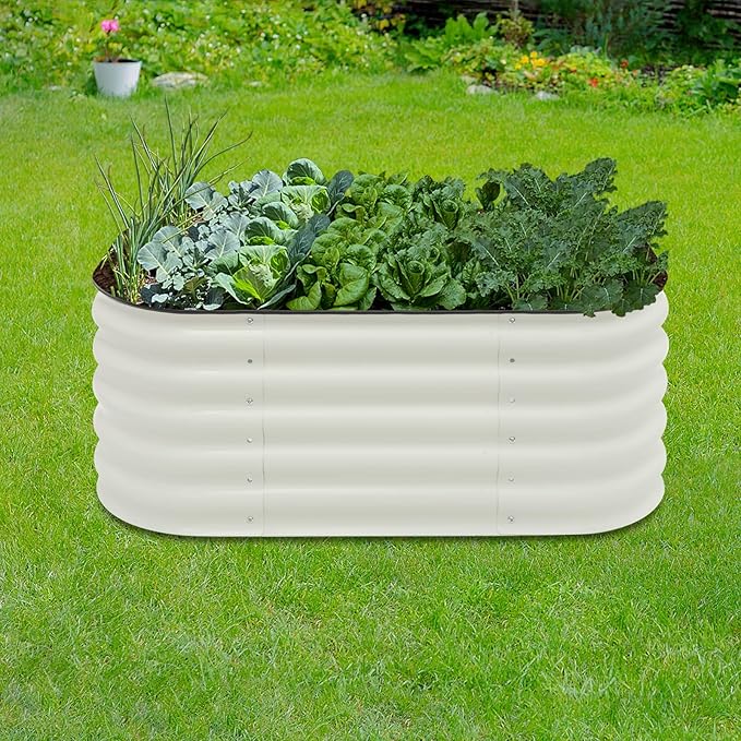6 in 1 Galvanized Raised Garden Bed Kit 41x23x17 inch Tiered Raised Planter Bed Galvanized Planter Garden Boxes