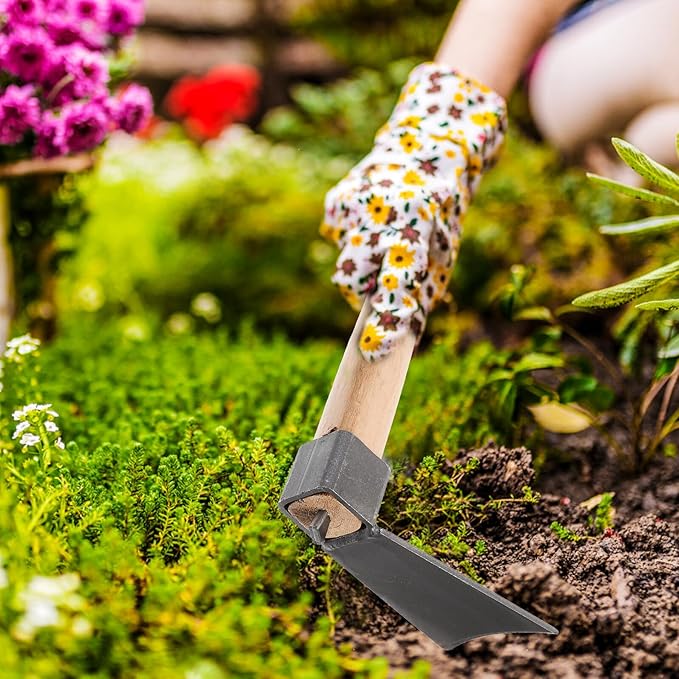2pcs Garden Tool Set Wooden Handle Digging Hoe and Steel Garden Rake for Weeding and Soil Loosening Compact Handheld Small Hoe and Sturdy Rake for Vegetable Planting and Flower