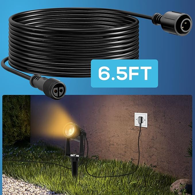 SUNTHIN 6 Pack Landscape Lighting with Dusk to Dawn Sensor Controller Bundle with 2pcs 6.5FT Extension Cord