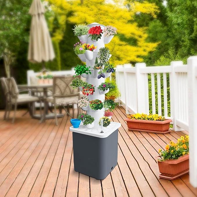 Hydroponic Growing Tower Vertical Planter Germination Kit Outdoor Indoor Vertical Garden Home Gardening for Indoor and Vegetabl