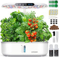 Ahopegarden Hydroponics Growing System with 12 Pods Indoor Garden Kit with LED Grow Light &amp LCD Temp Humidity Display Smart Quiet Pump Planter for Herbs Lettuce Vegetables Kitchen Garden Use