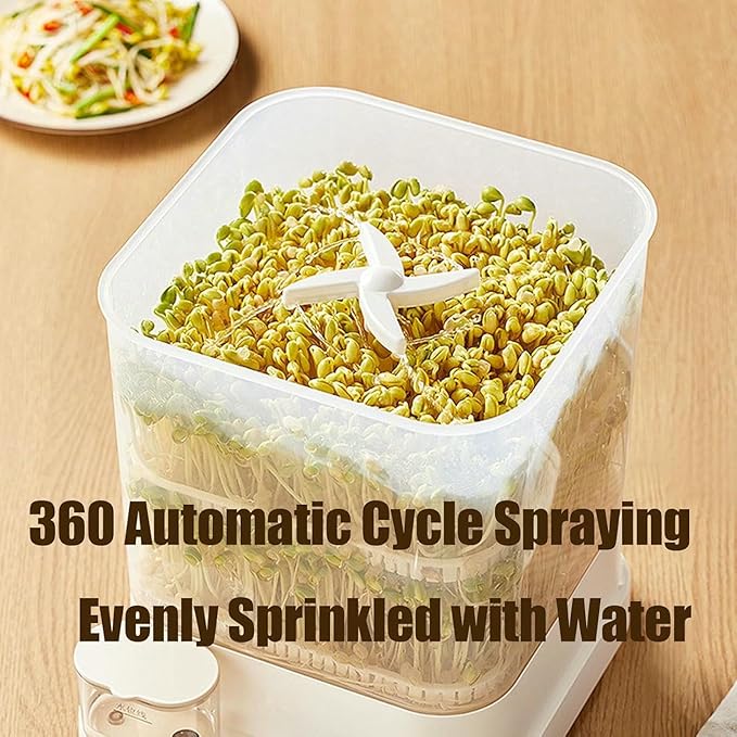 Automatic Bean Sprouts Machine 3 Layer Home Smart Sprouting Tray 360° Automatic Spray 4 Seasons Planting 1.5l Water Tank Led Display for