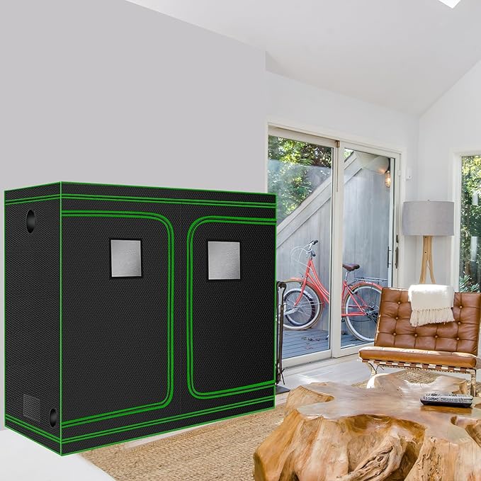 MELONFARM 4x8 Grow Tent 96x48x80 High Reflective 600D Diamond Mylar Canvas with Observation Window and Floor Tray for Hydroponic Indoor Plant Growing
