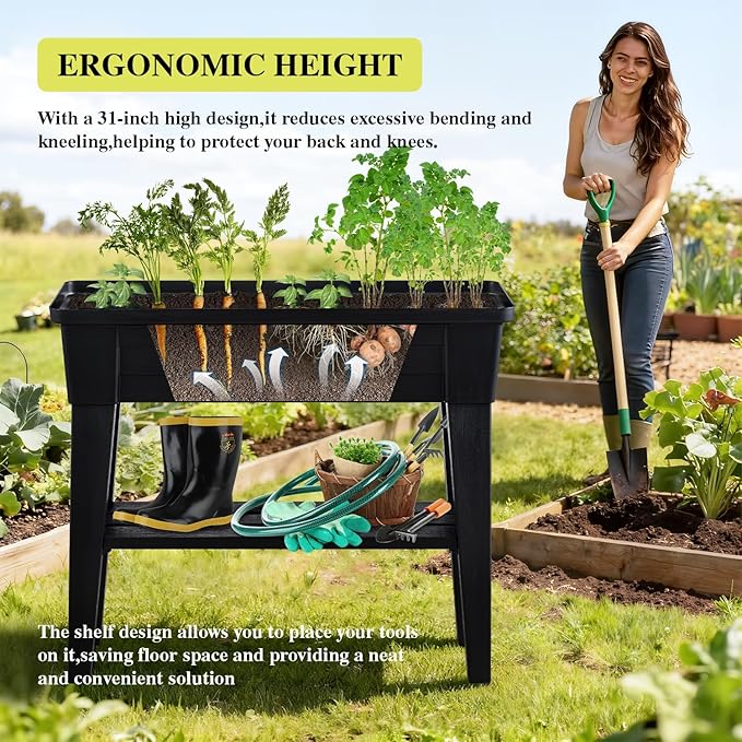 Raised Garden Bed with Legs &amp Trellis Outdoor Raised Planter Box for Gardening Herb Garden Planters for Outdoor Plants Garden Bed for Garden Yard Patio Home Decor