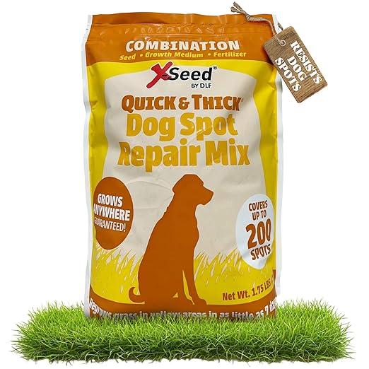 Quick &amp Thick Dog Spot Repair – Grass Patch Repair for Lawn Regrow Yellow Grass Areas Anywhere Quick Pet Proof Grass Seeds for Lawn Fertilizer &amp Natural Growth Medium - Up to 200 Spots 1.75