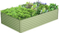 8x4x2FT Galvanized Raised Garden BedGalvanized Planter Boxes Outdoor Large Metal Raised Garden Beds for Vegetables-Green