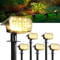 GIGALUMI Solar Spot Lights Outdoor Waterproof 6 Pack Warm White IP65 63 LED 3 Lighting Modes Spotlights for Garage Yard Garden House Pathway