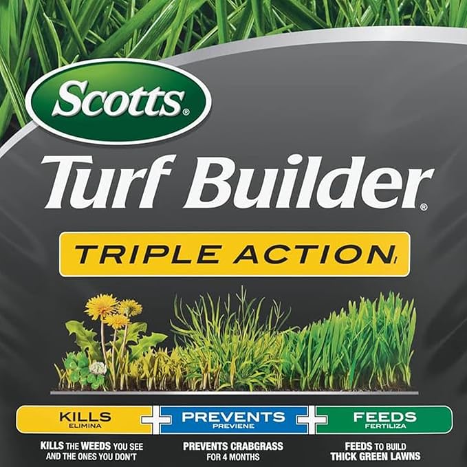 Scotts Turf Builder Triple Action1 - Weed Control Lawn Weed Killer Crabgrass Preventer and Grass Fertilizer for Lawns Covers 12000 sq. ft. 33.94 lb.