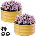 Round Galvanized Raised Garden Bed Kit 2 Pcs 2 x 2 x 1ft Autumn Gold Galvanized Garden Boxes Outdoor for Vegetables