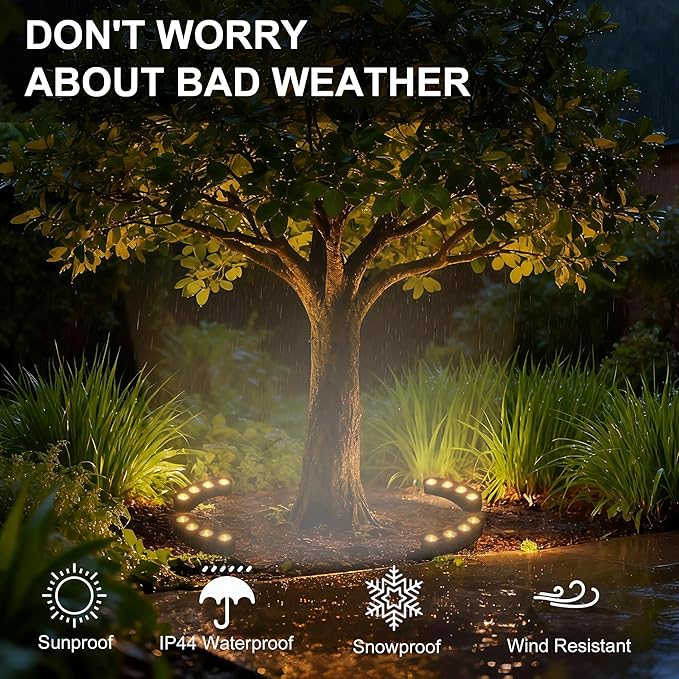 16LED Solar Spotslights Outdoor 4 Pack Solar Powered Landscape Lights2-1 Installation (Sticked&ampTied) Solar Pathway Lights for Palm Tree Garden Yard House