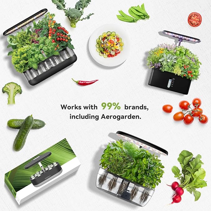inbloom 12-Pod Pepper Seed Pod Kit for AeroGarden iDOO Ahopegarden Hydroponic Growing System Include Cucumber Red&ampGolden Tomato Red Chili Pepper Green&ampYellow Pepper Purple Pepper 400+