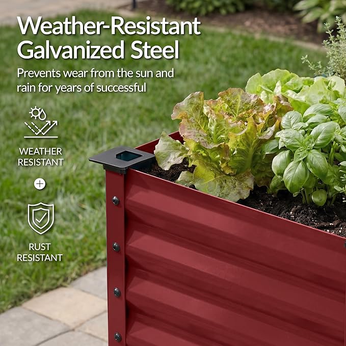 Best Choice Products 48x24x30in Galvanized Raised Garden Bed Metal Elevated Planter Box Vegetable Garden for Backyard Patio Balcony - Royal Red