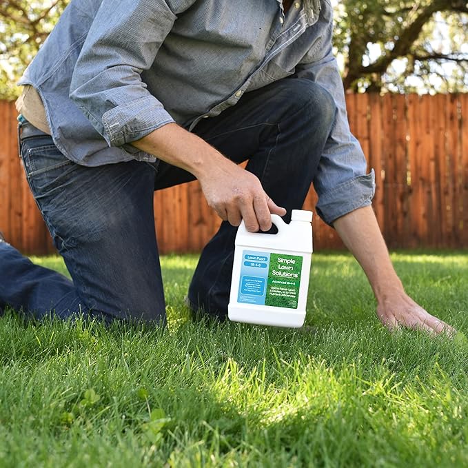 Advanced 16-4-8 Lawn Fertilizer - Liquid Lawn Food Spring &amp Summer Concentrated Spray - Any Grass Type- Fish and Seaweed Kelp- Balanced NPK - Simple Lawn Solutions (1 Quart)