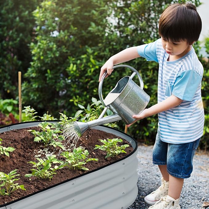 LINEX Galvanized Raised Garden Bed 4x2x1 ft Metal Raised Garden Beds Outdoor Planter Boxes Clearance for Gardening Vegetables Flowers Herbs Above Ground