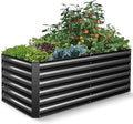 TEANDE 6x3x2FT Raised Garden Bed Kit Galvanized Planter Raised Garden Boxes Outdoor w/Anti Cutting Strip &amp A Pair of Gloves Deep Root Raised Planter for Vegetables Fruits Flowers and Herbs Bl