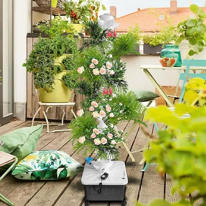 14 Tiers Hydroponic Planting TowerVertical Hydroponic Garden Tower with Pump and Removable Water Tank70 Slots Hydroponic PlanterAeroponic Tower Garden System for Indoor Plants Standalone House