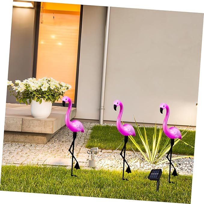Gadpiparty Flamingo Solar Lights Outdoor 3 Led Solar Garden Light Waterproof Ground Spotlight Unique Flamingo Design Landscape Lighting
