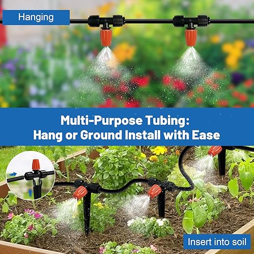 120FT Drip Irrigation Kit for Garden Quick-Connect Raised Bed Watering System with 1/2 &amp 1/4 Plant Accessories Drip Line Kit for Greenhouse Raised Bed DIY Micro Sprinklers Set for Yard Outs