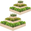 Yaheetech 3 Tier Wooden Raised Garden Bed 44.5'' L×44.5″ W×20.5″ H 2 PCS Horticulture Open-Bottom Planter Raised Garden Bed for Flowers/Herbs/Vegetables Planter Flower Box